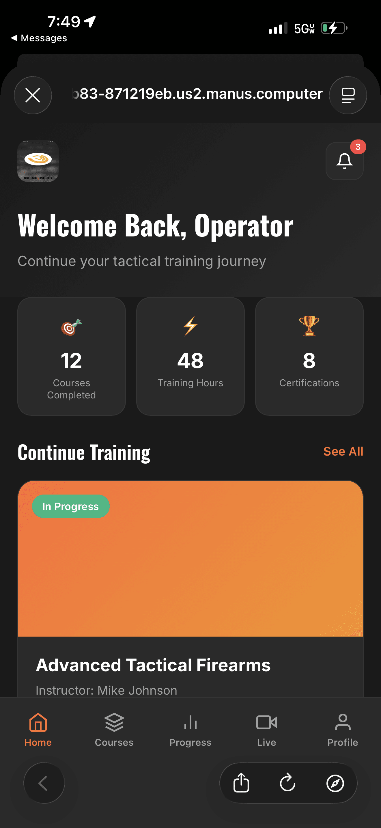 WOFT app — Dashboard screen